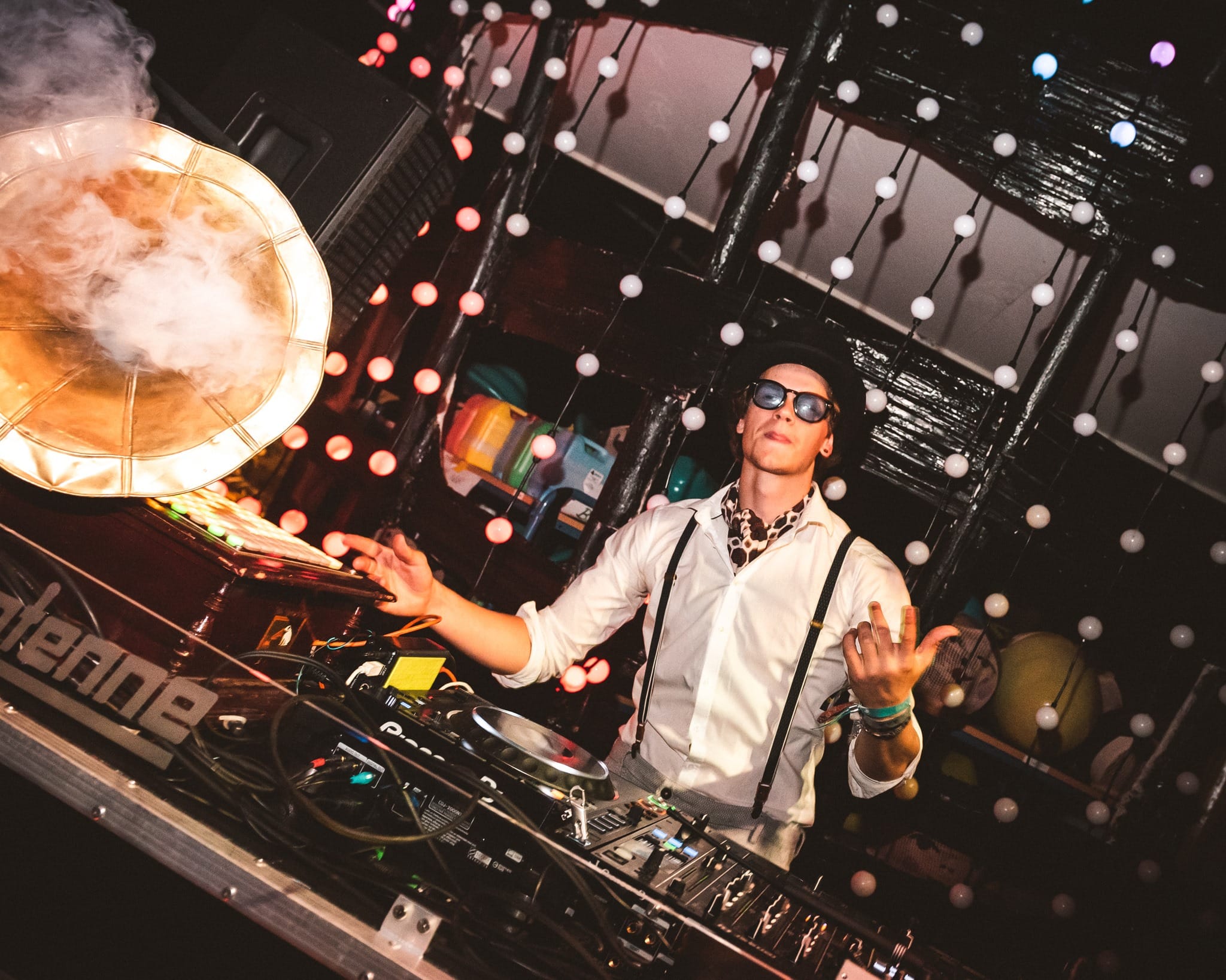 Electro swing DJ spinning vintage-inspired tracks